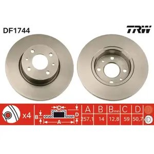 Disque de frein TRW DF1744 avant, plein, 1 pièce pas cher