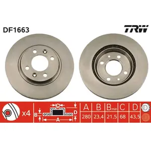 TRW Disques de frein pour SAAB: 900, 9000 (Ref: DF1663) pas cher