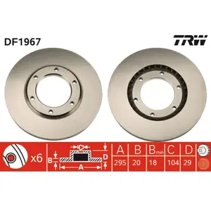 TRW Disques de frein pour NISSAN: Patrol & EBRO: Patrol (Ref: DF1967) pas cher