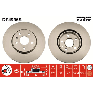 Disque de frein TRW DF4996S (Vendu à l'unité) - Réf. 1120261 pas cher