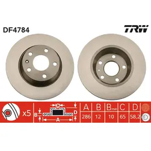 Jeu de 2 disques de frein TRW DF4784 - Réf. 600DF4784 pas cher