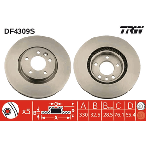 TRW Disques de frein pour VOLKSWAGEN: Transporter (Ref: DF4309S) pas cher