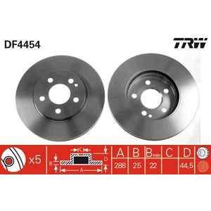 Disque de frein, ventil, Essieu avant TRW, par ex. pour Mercedes-Benz pas cher
