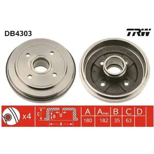 Comparateur de prix : Tambour de frein, Essieu arrière TRW, par ex. pour Suzuki, Vauxhall, Opel