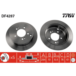 Disque de frein, plein, Essieu arrière TRW, par ex. pour KIA, Hyundai pas cher