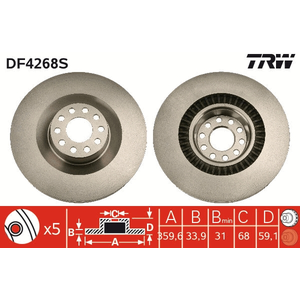 Disque de frein, ventil, Essieu avant TRW, par ex. pour Audi, VW pas cher