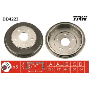 Comparateur de prix : TRW Tambour de frein pour HONDA: CR-V, HR-V (Ref: DB4223)
