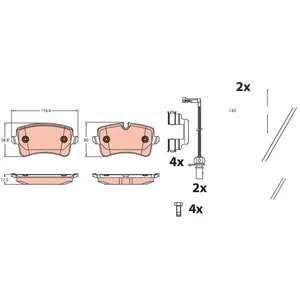 TRW Plaquettes de frein X4 pour AUDI: S7, RS6, A6, S6, RS7, A7 & PORSCHE: Macan (Ref: GDB2464) pas cher