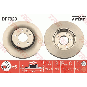 Jeu de 2 disques de frein TRW DF7923 - Réf. 1268884 pas cher