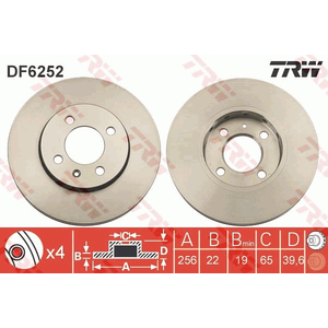 Jeu de 2 disques de frein TRW DF6252 - Réf. 1226736 pas cher