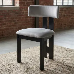 Mobilier design - Chaise de salle à manger design ceriz en velours gris et bois noir - 45x48x78 cm OS