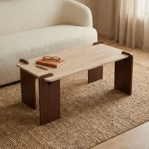 MENZZO Table Basse Au Design Art Déco Cezanne 60x120cm Effet Travertin... pas cher