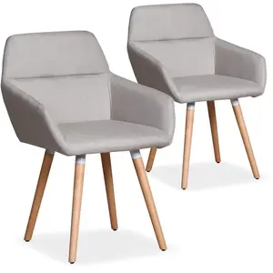 MENZZO 3S. x Home Lot de 2 chaises / Fauteuils scandinaves Frida Tissu Beige pas cher