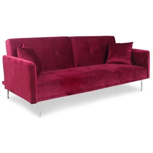 MENZZO Canapé convertible clic-clac 3 places Carla Velours Rouge
