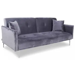 MENZZO Cotecosy - Canapé convertible clic-clac 3 places Carla Velours Gris