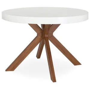Comparateur de prix : MENZZO Table ronde extensible bois blanc et pieds métal Marine 110/160/210/260 cm
