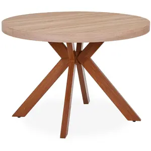 Comparateur de prix : MENZZO Table ronde extensible bois clair et pieds métal marron Kare 110/160/210/260 cm