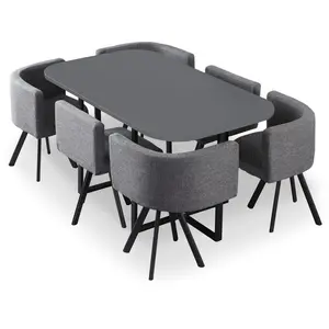 MENZZO Table et chaises oslo xl gris et tissu gris Oslo pas cher