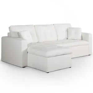 Canapé d'angle convertible - MENZZO - Toledo - Blanc - 3 places - Rangement pas cher