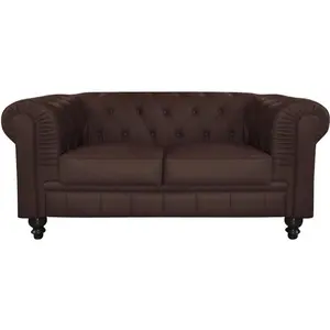 3S. x Home Canapé chesterfield simili choco capitonné 2 places pas cher