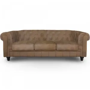 MENZZO Grand canapé 3 places chesterfield vintage Grand pas cher