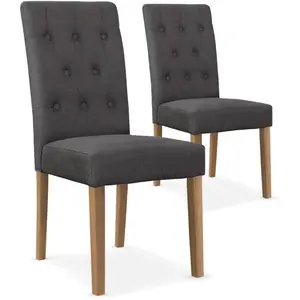 MENZZO 3S. x Home Lot de 2 Chaises Capitonnée Tissu Gris COSTA