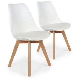 MENZZO Cotecosy - Lot de 2 chaises style scandinave Bovary Blanc