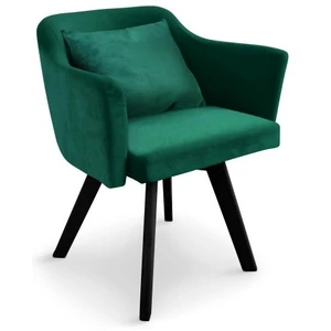 Fauteuil scandinave MENZZO DANTES en velours vert - Avec accoudoirs et... pas cher