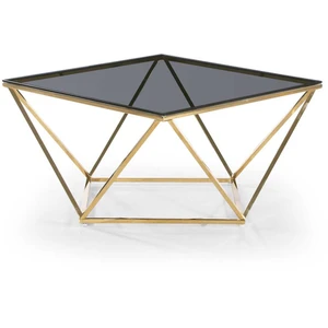 MENZZO Table basse Louane en Verre Fumé et pieds Or pas cher