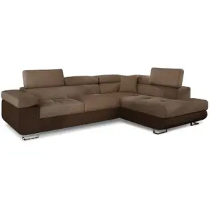 Comparateur de prix : 3S. x Home Canapé d'Angle Droit Convertible "Marius" 275cm Marron