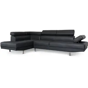 Canapé d'angle Alfa Noir - MENZZO - Fixe - 163 cm - 5 personnes - Moelleux pas cher