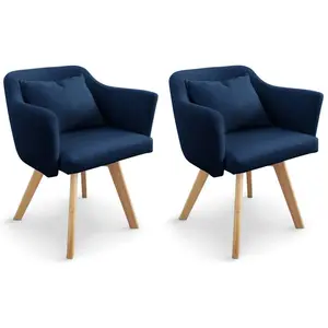 MENZZO Cotecosy - Lot de 2 fauteuils scandinaves Dantes Tissu Bleu