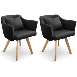 Menzzo Dantes Lot de 2 Fauteuils Scandinaves, Tissu, Noir, 58 x 58 x 70 cm pas cher