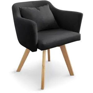 Comparateur de prix : MENZZO Chaise / Fauteuil scandinave Dantes Tissu Noir