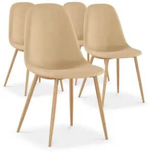 Comparateur de prix : Menzzo Scandinaves Gao Lot de 4 Chaises Tissu Beige 87 x 40 x 57 cm