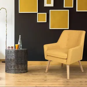 Fauteuil moderne style cubique Fredonia Tissu bouclette Crème
