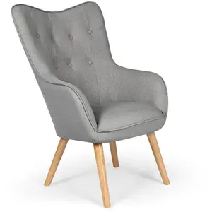 Comparateur de prix : MENZZO Fauteuil tissu gris et pieds bois clair Kallyr