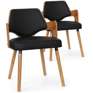 Chaises Scandinaves - MENZZO - Dima - Bois Naturel et Noir - Confortab...