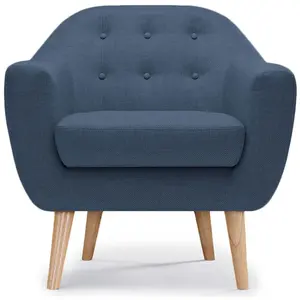 Comparateur de prix : Fauteuil - MENZZO - Savoy - Dossier capitonné - Tissu/Bois - Bleu