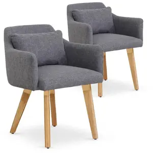 MENZZO Chaise scandinave avec accoudoir tissu gris clair Kendi - Lot de 2 pas cher