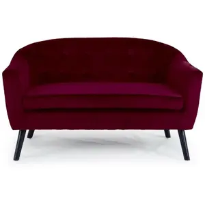 MENZZO Canapé 2 places scandinaves Savoy Velours Bordeaux pas cher