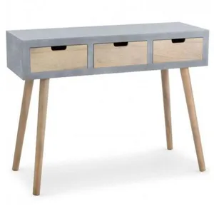 MENZZO 3S. x Home Console Grise et Bois 3 Tiroirs CLAUDIA