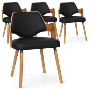 3S. x Home Lot de 4 chaises scandinaves Dima Bois Naturel et Noir pas cher
