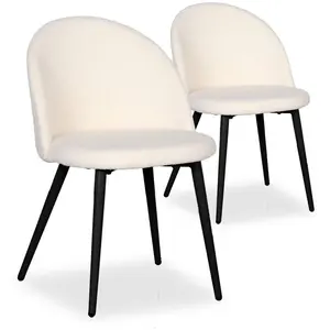 Comparateur de prix : 3S. x Home Lot de 2 chaises Maury Métal noir et Tissu bouclette Crème