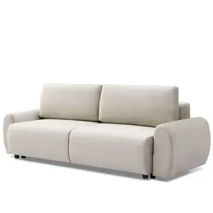 MENZZO Canapé convertible 3 places Traviata Velours Beige pas cher