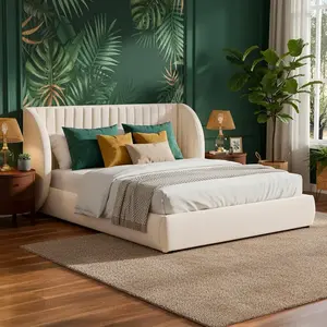 Lit coffre-complet avec tête de lit modulable 140x200cm tissu