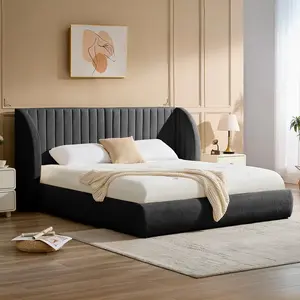 Lit Coffre Tête De Lit Modulable "comfy" 180x200cm Gris Foncé
