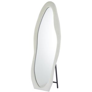 MENZZO Miroir en pied décoratif design ondulé pierrot 70x170cm velours crème Miroir pas cher