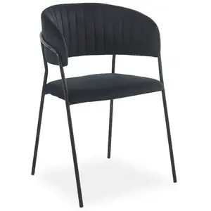 3S. x Home Lot de 8 chaises Tabata Métal Noir et Velours Noir