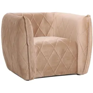 MENZZO Fauteuil moderne revêtement matelassé Losania Velours Taupe clair pas cher